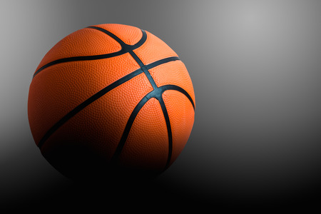 Single Basketball on a black and white backgroundの写真素材