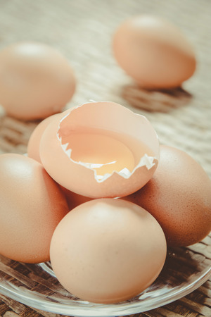 Egg on the Weave threshing basket , vintageの写真素材