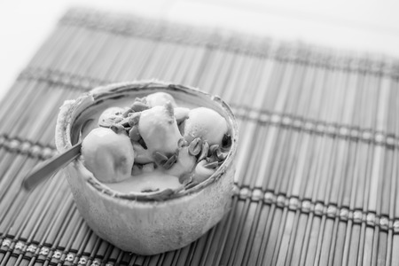 coconut Ice Cream with nutsの写真素材
