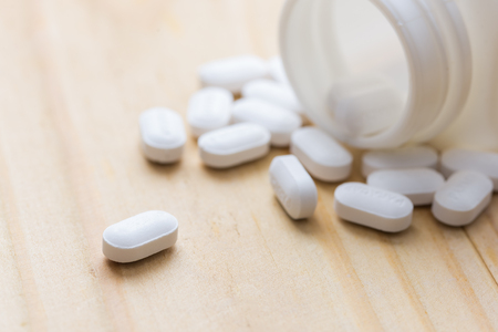 Oral medicine, paracetamol,white pillsの写真素材