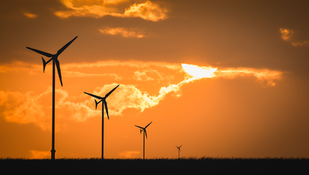 wind turbine sunset background ecosystemの写真素材