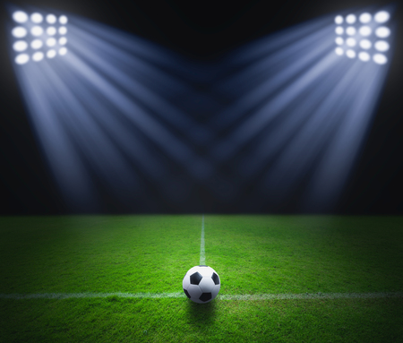 Soccer ball on the green grass	?の写真素材