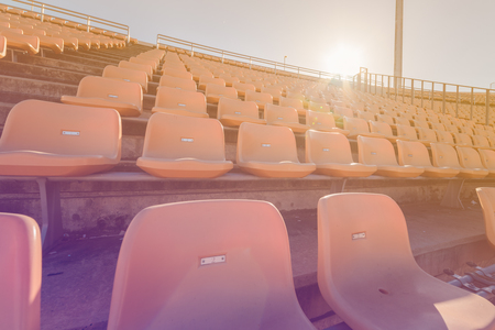 Empty seats at soccer stadium , vintage toneのeditorial素材