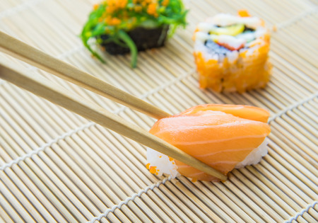 fresh sushi traditional japanese foodの写真素材
