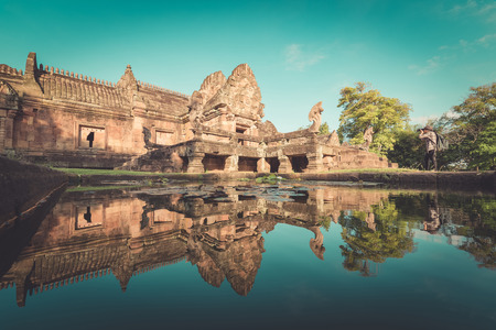 sand stone castle, phanomrung in Buriram province, Thailand. Religious buildings constructed by the ancient Khmer art, Phanom rung national park in North East of Thailand , vintageのeditorial素材