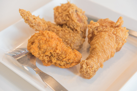 fried chicken on a plateの写真素材