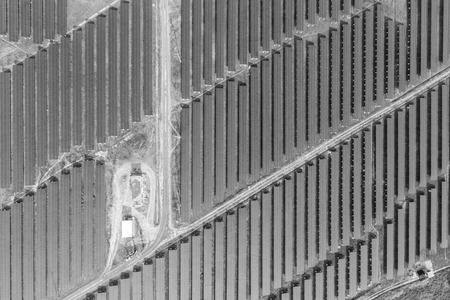 Solar panels Photovoltaic systems - aerial viewの写真素材