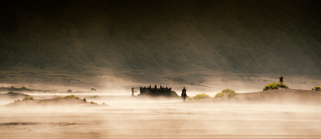 Rider for tourists at Mount Bromo in Java , Indonesia. Rider for tourists at Mount Bromo vintage tone.の写真素材