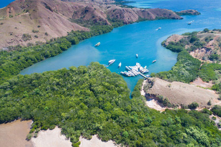 Aerial view, Komodo Island, Komodo National Park, Indonesia, Indian Ocean, Asia