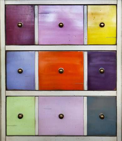 colorful drawer furniture texture with many variationsの写真素材