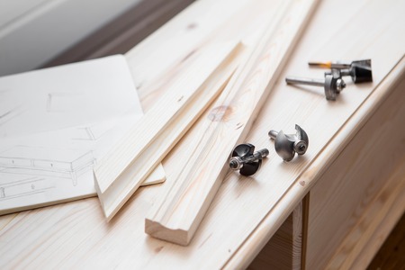 parts of handmade wooden table with daylight