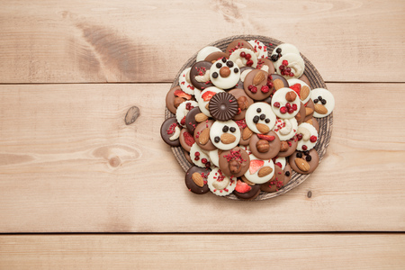 plate with delicious cakesの写真素材