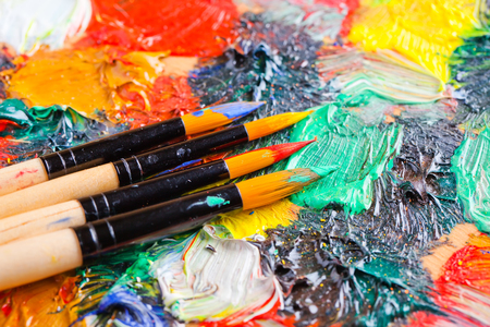 Paints and brushesの写真素材