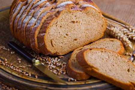 Rye sliced ??bread on the table