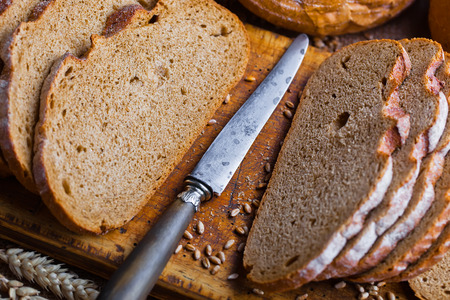 bread on the table and the old background
