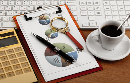 Business Objects in the office on the tableの写真素材