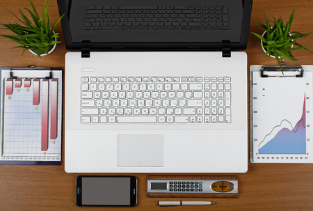 Business Objects in the office on the tableの写真素材