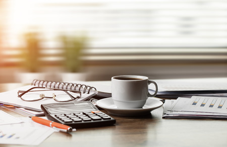 Business Objects in the office on the tableの写真素材