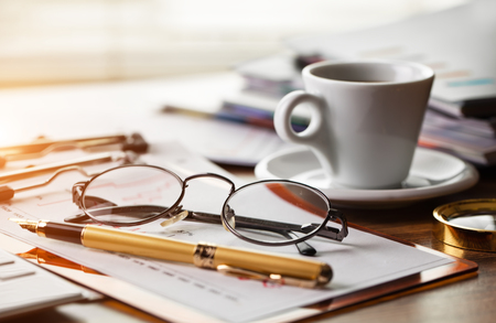 Business Objects in the office on the tableの写真素材