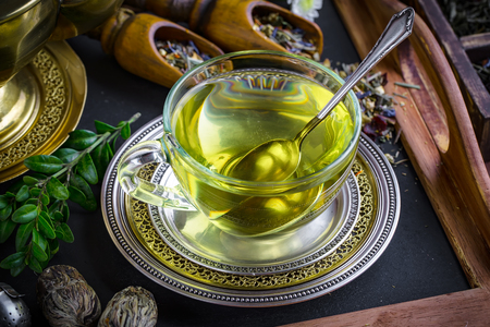 Tea on the old backgroundの写真素材