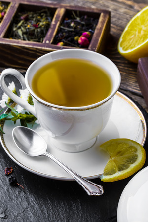 Tea on the old backgroundの写真素材