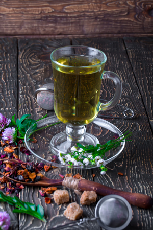 Tea on the old backgroundの写真素材