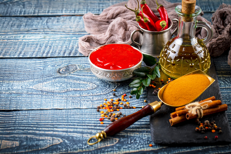 Spices and condiments for foodの写真素材