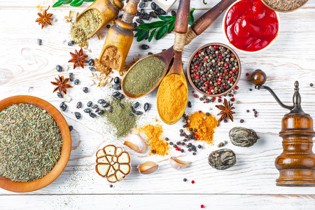 Spices and condiments for foodの写真素材