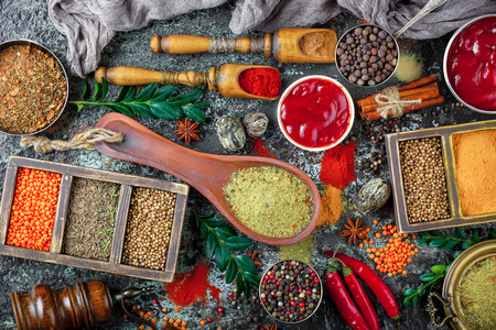 Spices and condiments for foodの写真素材