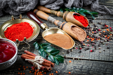 Spices and condiments for foodの写真素材