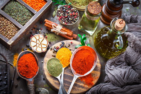 Spices and condiments for foodの写真素材