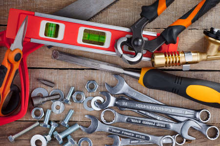 Different tools on the old background.