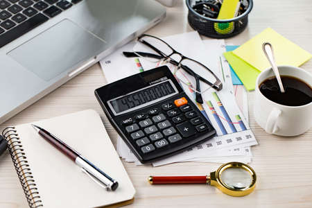 Office accessories for business management.の写真素材