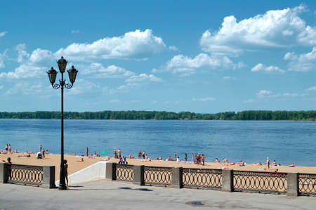 Embankment of the Volga River in the summer in Samaraの写真素材