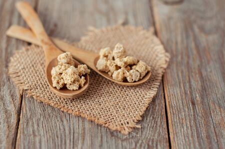 Textured soy protein (TVP). Textured vegetable protein (TSP). Soy meat for a vegetarian diet.の写真素材