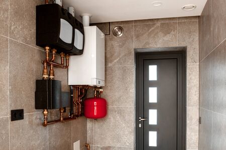 Heating system and gas boiler in the house.の写真素材
