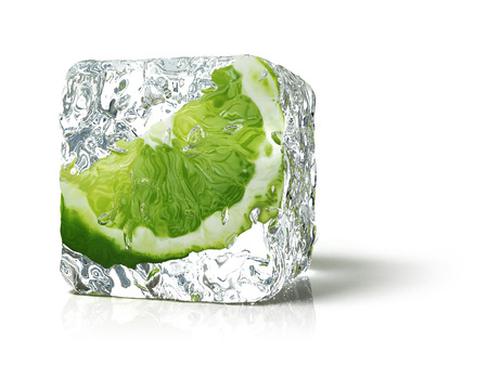 lime in the ice cubeの写真素材