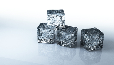 3d Rendering of ice cubes isolated on a white background.の写真素材