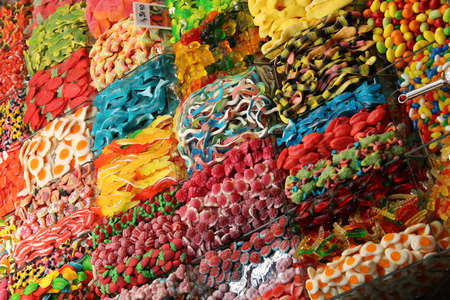 Assorted candy in a market, Barcelona, spain.の写真素材