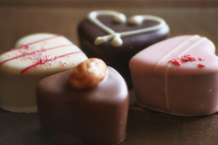 chocolate on old wooden table