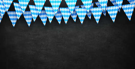 Rustic background for Oktoberfest with bavarian white and blue flags- 3D renderingの写真素材