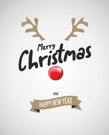 Antler christmas card template design on white backgroundのイラスト素材