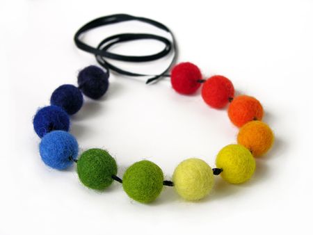Handmade colorful felt necklaceの写真素材