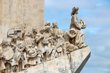 Monument to the Discoveries fragment  Padrao dos Descobrimentos  in Santa Maria de Belem district of Lisbon, Portugalのeditorial素材