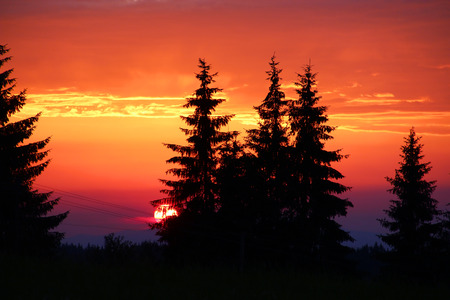 Beautiful sunset in Tatra mountains, Zakopane, Polandの写真素材