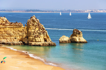 Dona Ana beach Praia Dona Ana in Lagos, Algarve, Portugalの写真素材