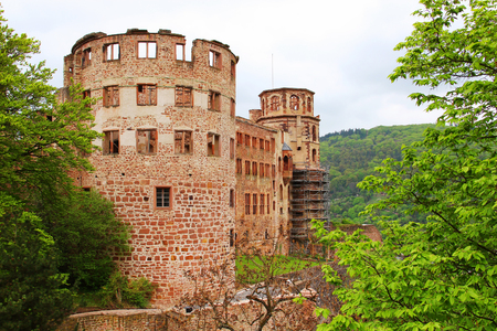 Ruins of castle in Heidelberg, Germanyの写真素材