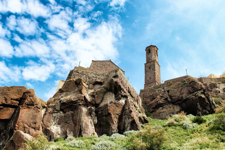 Cathedral of St. Anthony (Sant' Antonio Abate) in Castelsardo, Sardinia, Italyの写真素材