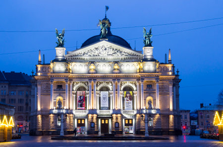 LVIV, UKRAINE - DECEMBER 11, 2016: Solomiya Krushelnytska State Academic Opera and Ballet Theatreのeditorial素材