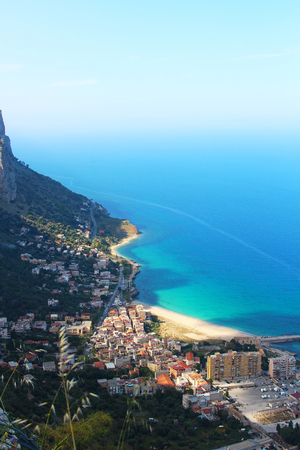 Virgin Mary beach (Vergine Maria)  in Palermo, Sicily, Italyの写真素材